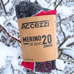 Accezzi Merino 20, skistrømper, 2 par, junior, rød