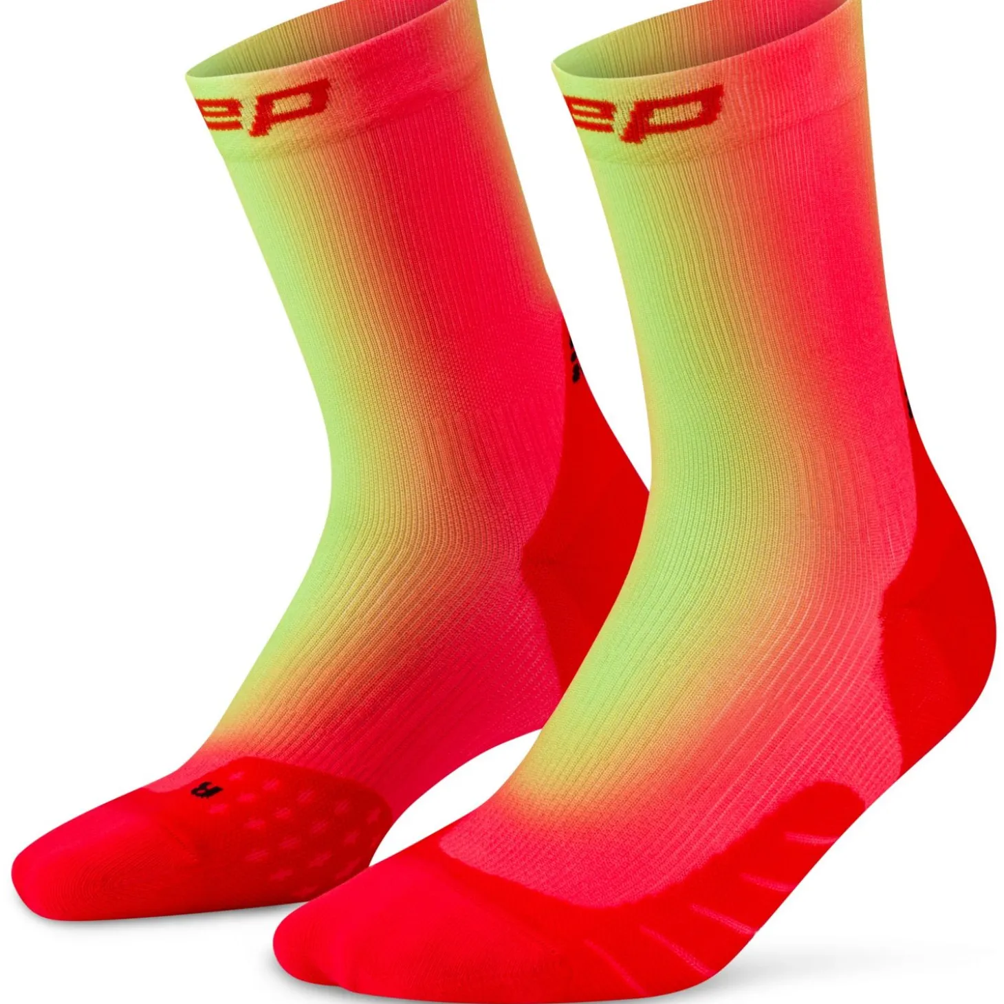 CEP Core Run EDT. GRADIENT Socks Mid Cut 5.0, løbestrømper, herre, rød/lime