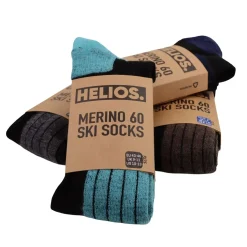 Helios Merino One 60, skistrømper, 2 par, lyseblå