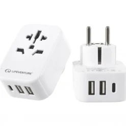Lifeventure Europæisk Travel Adaptor med USB + USB C