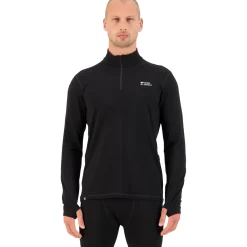 Mons Royale Cascade Merino Base Layer 1/4 Zip, skiundertrøje, herre, sort